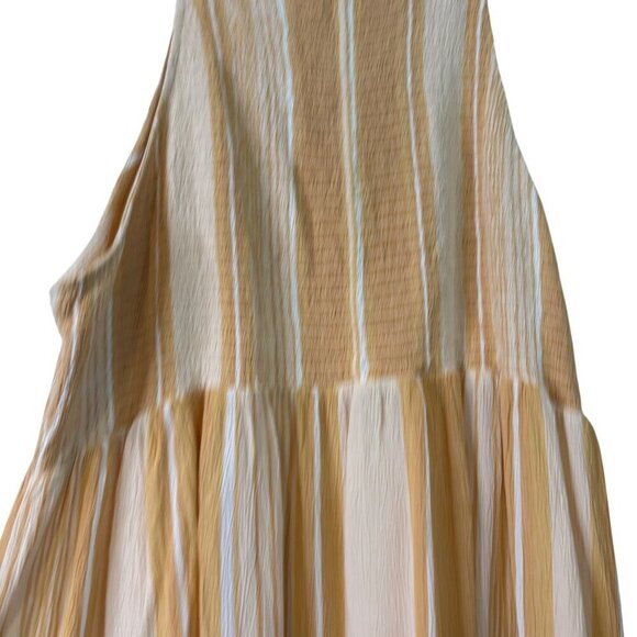 Torrid Women's Baby Doll Ruched High Neckline Striped Yellow Blouse Size 3x - Picture 9 of 10